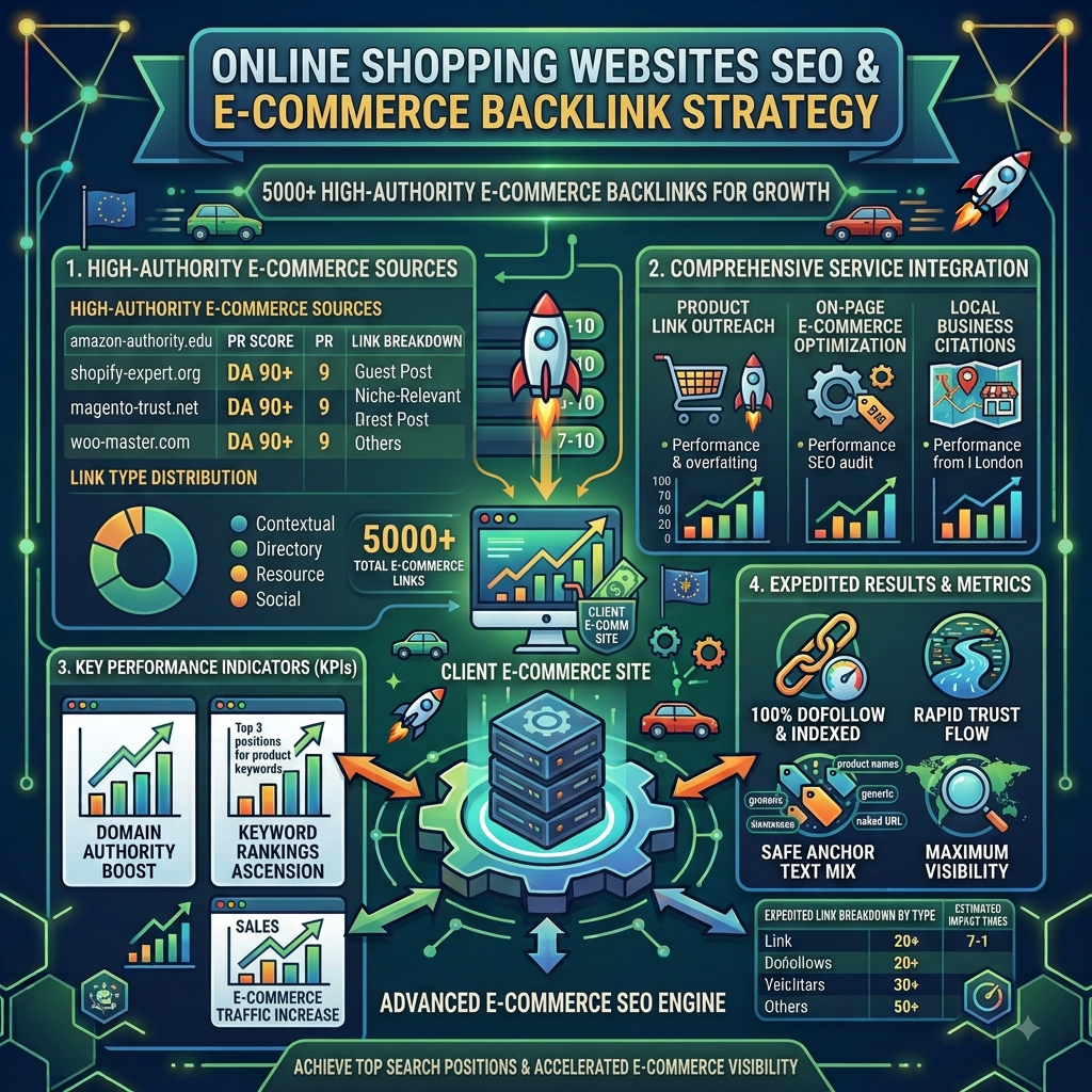 ONLINE SHOPING WEBSITES SEO 5000 BACKLINKS | E-COMMERCE WEBSITE SEO