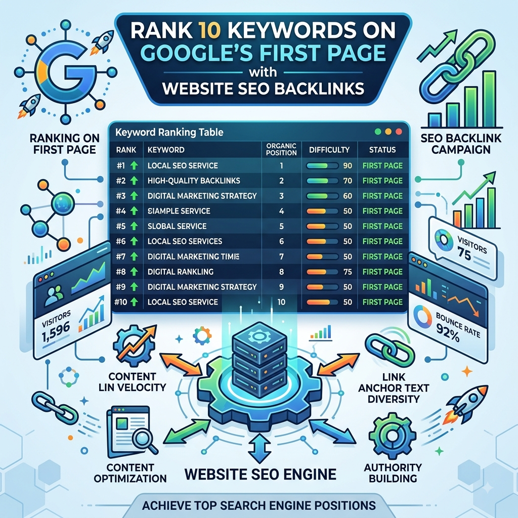 Rank 10 Keywords on Google’s First Page with Inzra Website SEO Backlinks