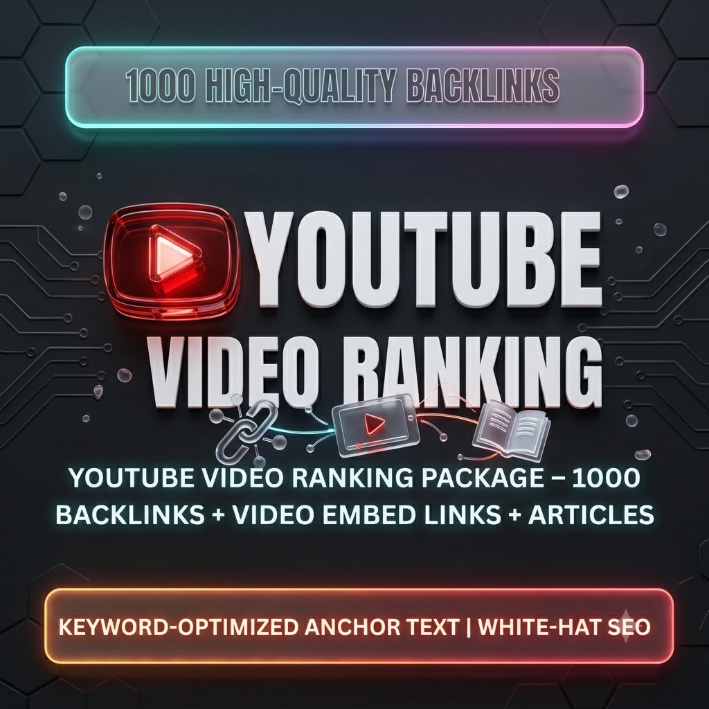 YOUTUBE VIDEO SEO RANKING – 1000 BACKLINKS + VIDEO EMBED LINKS + ARTICLES